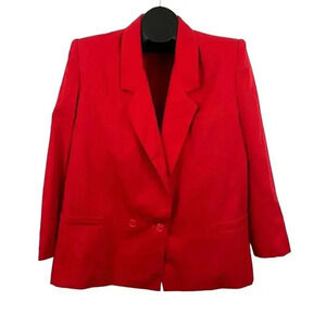 VTG Domino‎ Red Women's Blazer Sz 16 Double Breasted Classic